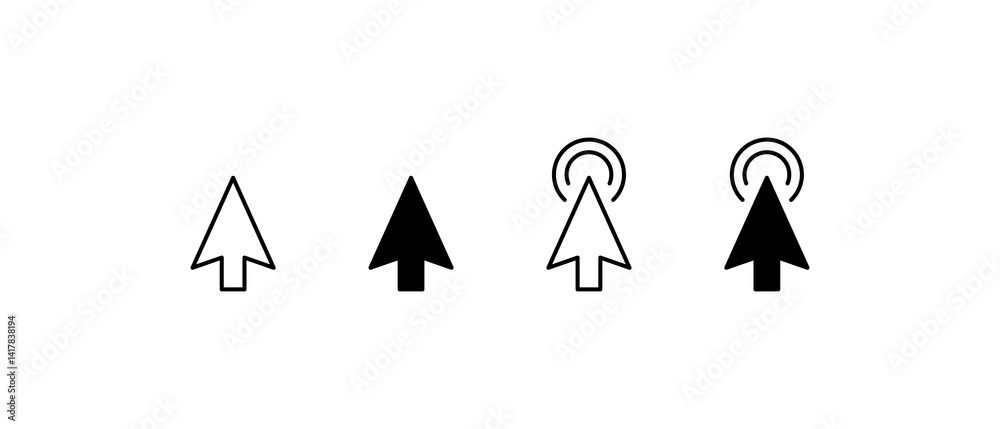 Fototapete Computer mouse click cursor black arrow icons set. Cursor icon. Mouse click cursor collection.