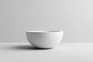 Minimalist white bowl on a clean surface with soft light highlighting its smooth form in a modern setting