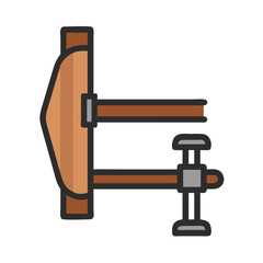 Carpentry Tools: Wood Clamp Graphic Illustration for Design