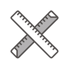 Two grey rulers crossed on a black background