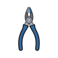 Blue Pliers Illustration on Black Background for Industrial Use