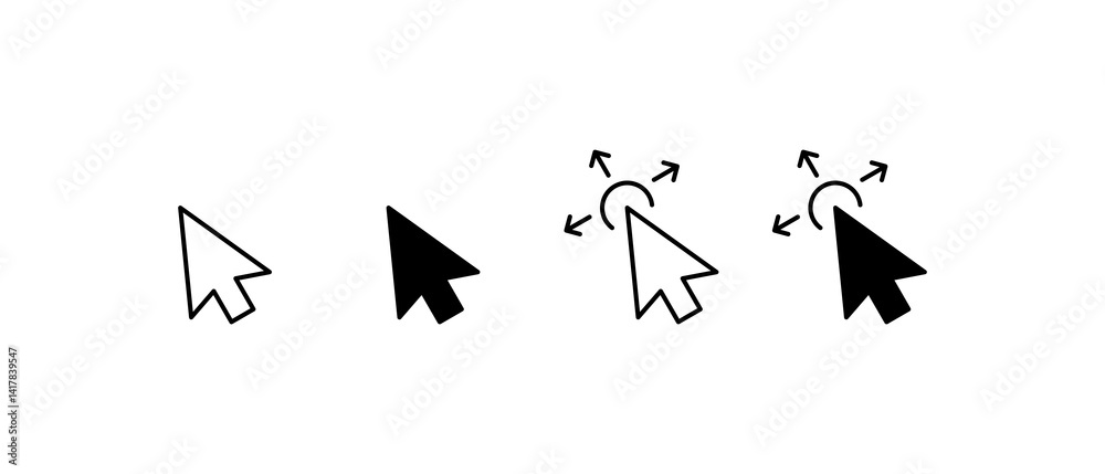 Fototapete Computer mouse click cursor black arrow icons set. Cursor icon. Mouse click cursor collection.