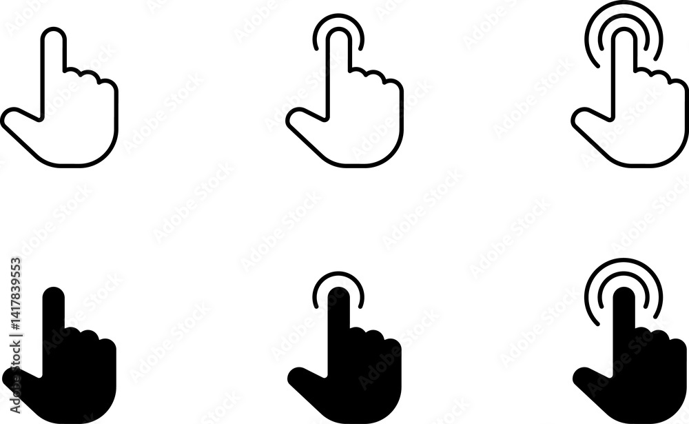Fototapete Computer mouse click cursor black arrow icons set. Cursor icon. Mouse click cursor collection.