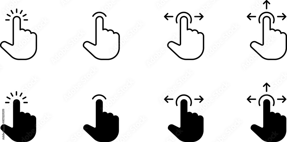 Fototapete Computer mouse click cursor black arrow icons set. Cursor icon. Mouse click cursor collection.