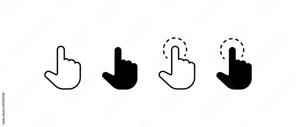 Fototapete Computer mouse click cursor black arrow icons set. Cursor icon. Mouse click cursor collection.