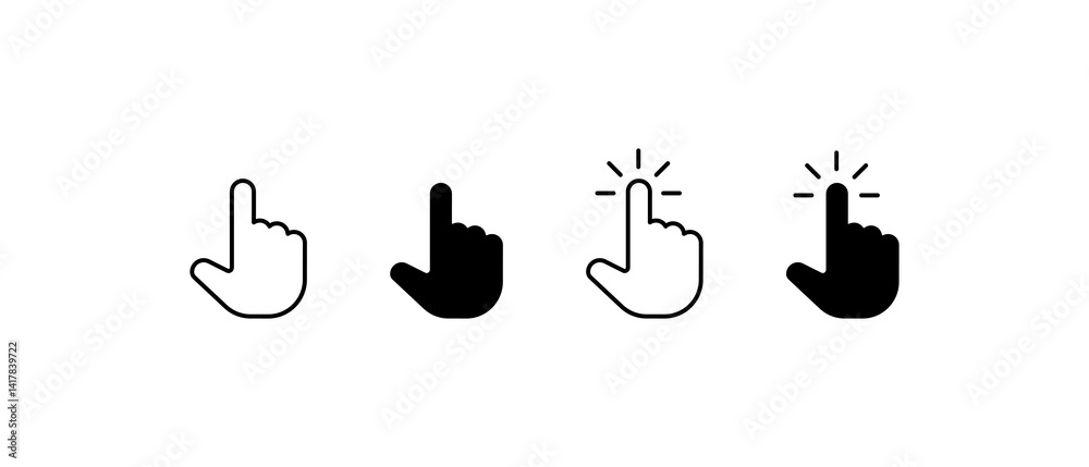 Fototapete Computer mouse click cursor black arrow icons set. Cursor icon. Mouse click cursor collection.