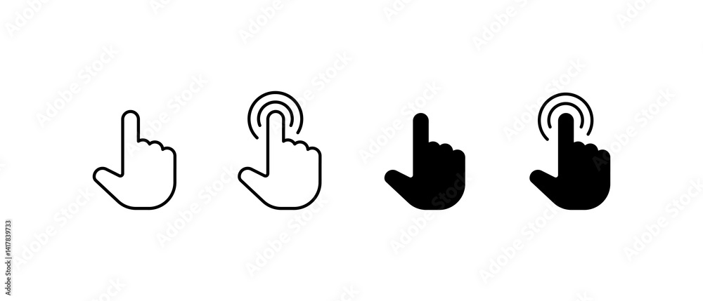 Fototapete Computer mouse click cursor black arrow icons set. Cursor icon. Mouse click cursor collection.