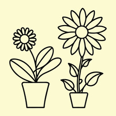 Simple minimalist flower line art