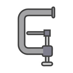 Illustration of gray G clamp tool on black background