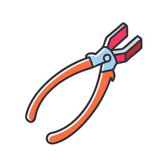 Orange metal plier vector illustration on black background