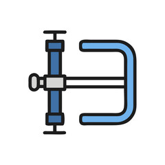 Icon of blue woodworking parallel clamp on black background