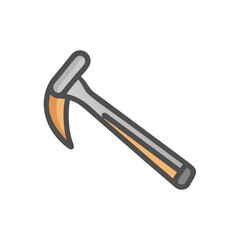 Cartoon mattock illustration on a black background, isolated