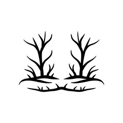 tree with roots black and white vector
