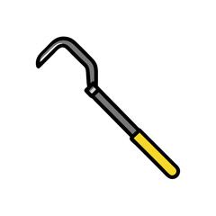 Simple Illustrated Firefighter Pike Pole on Black Background