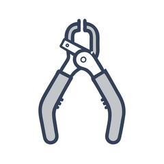 Iconic Illustration of Nippers Tool on Black Background