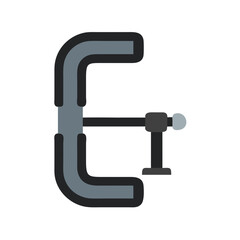 Isolated C-Clamp Illustration: Engineering, Woodworking, and Construction Tool