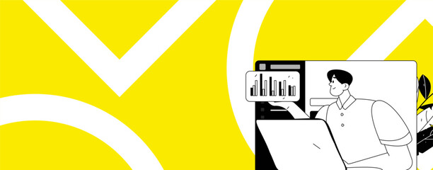 Flat vector illustration of business people operating work scene
