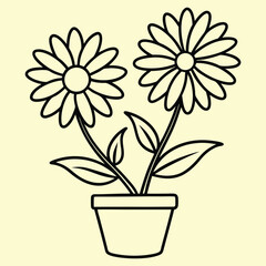 Simple minimalist flower line art