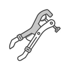 Illustration of a Gray Locking Pliers Tool on Black
