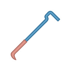 Cartoon crowbar in blue and pink on black