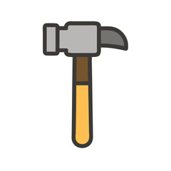 Cartoon Hammer Isolated on Black Background, Tool Illustration