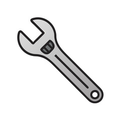 Adjustable wrench illustration on a black background studio shot