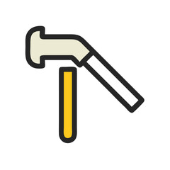 Hammer Hitting Nail Simple Illustration on Black Background