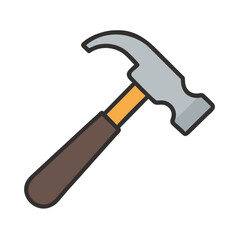 Illustration of a hammer construction tool on black background