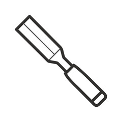 Chisel Outline Illustration: Woodworking, Carpentry, Tools, Detail, Black