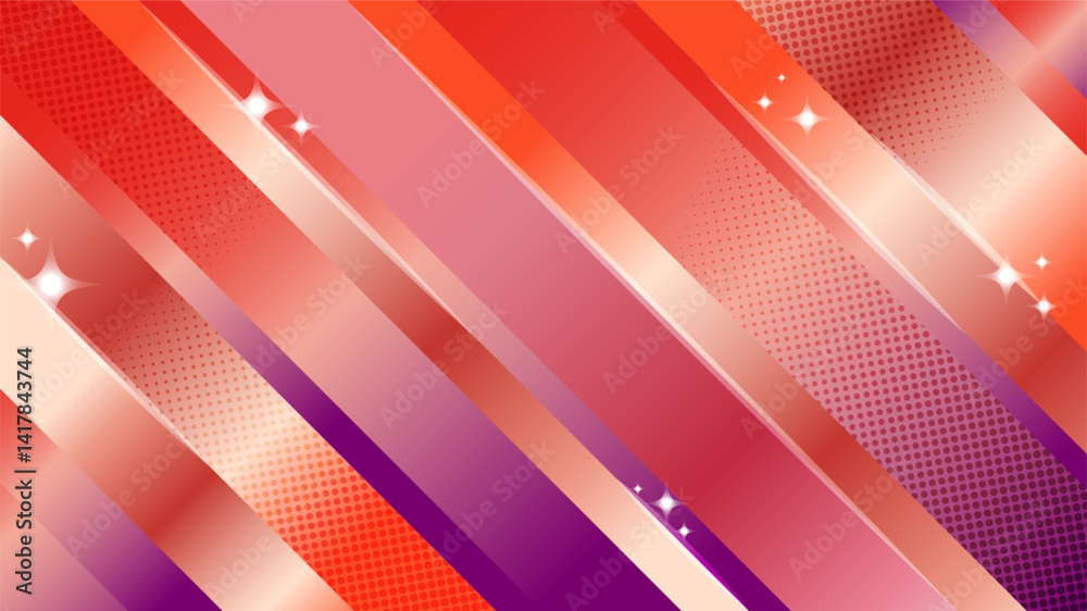 Poster red dynamic vector background with diagonal lines and halftone texture. perfect for energetic layout