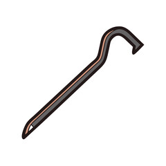 Crowbar Illustration Isolated on Black Background, Minimal Design