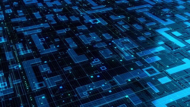 4K Big Data Processing Environment: Circuit Board Architecture Animation | Neural Engine CPU Network | Data Transfer Technology Loop Video