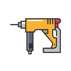 Detailed Icon Illustration of a Pneumatic Nail Gun