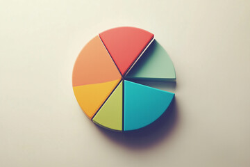 Fototapeta premium colorful statistical pie chart, infographic style photo, centered on white background