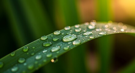 Macro Shot of Dew on Leaves