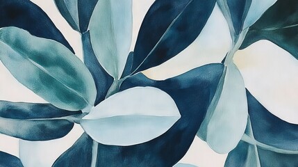 Emerald rubber plant leaves dance across a white canvas