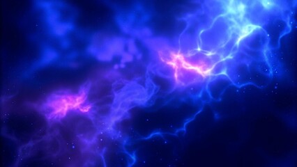 Naklejka premium Vibrant purple and blue abstract cosmic background with light effects, energy waves swirling in a nebula-like space scene, creating a mesmerizing futuristic digital texture full of depth and motion