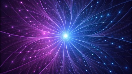 Obraz premium Vibrant purple and blue abstract light tunnel background, glowing neon swirl pattern with futuristic motion effect, digital energy lines in dynamic spiral for modern design aesthetics