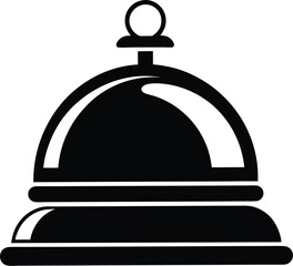 Obraz premium Hotel bell silhouette, hotel bell icon isolated on white background, Service bell vector, Reception bell silhouette 
