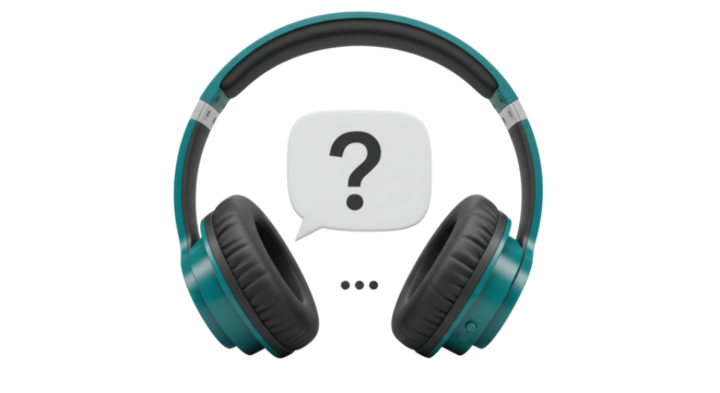 Isolated Question Mark Speech Bubble with Headphones