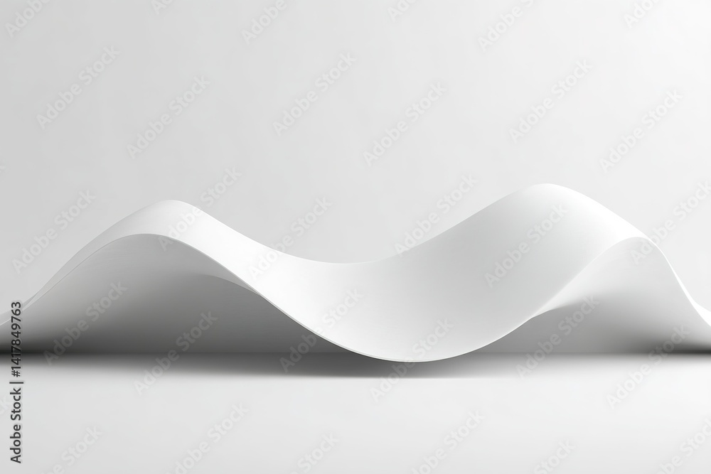 Poster fluid curves of white paper create a calming and elegant visual in a minimalist setting
