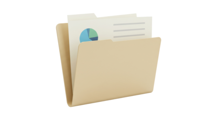 Isolated File Folder with Documents and Graph