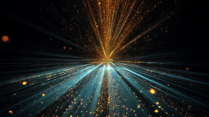 Fototapeta premium Abstract Light Speed Tunnel with Glowing Blue Beams