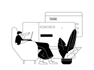 Flat vector illustration of business people operating work scene
