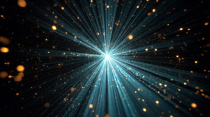 Fototapeta premium Abstract Light Speed Tunnel with Glowing Blue Beams