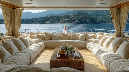Luxurious yacht lounge with ocean view (2)
