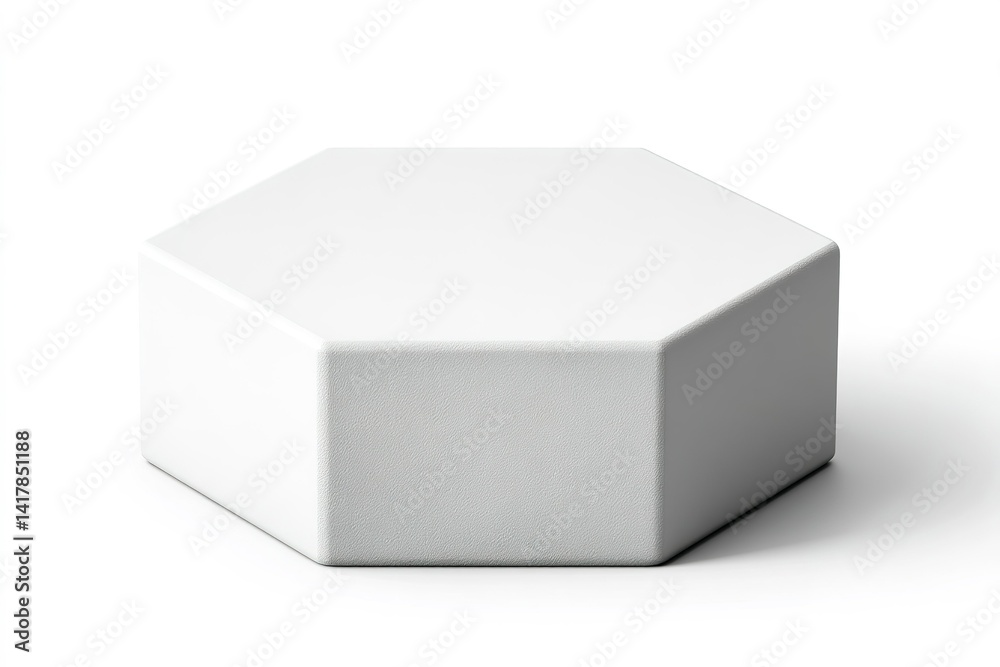 Poster white hexagonal object placed on a clean surface with smooth edges and a minimalist design in contem