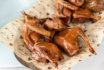 Braised Young Pigeon in Soy Sauce. Cantonese cuisine. A traditional famous dish in Guangdong Province, China.  