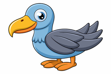 Cute Bird Vector Line Art – Cartoon Clipart Animal Logo Icon on White Background