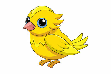 Cute Bird Vector Line Art – Cartoon Clipart Animal Logo Icon on White Background